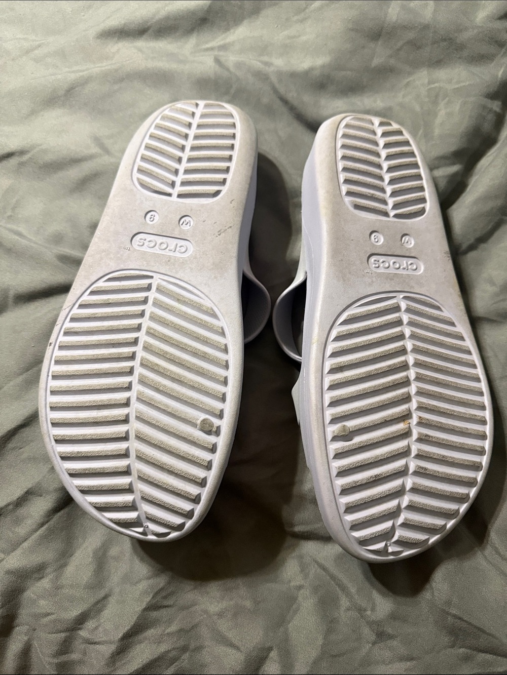 CROCS Women's Triple-Strap Slide Sandals in metallic light purple/violet - Picture 3 of 5